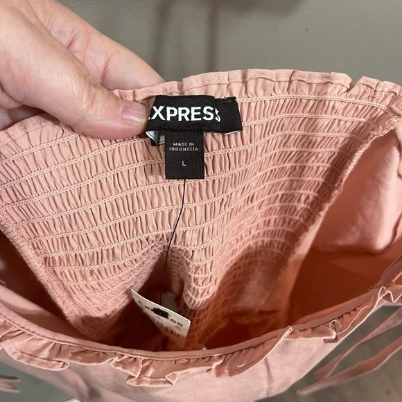 Express Women's NWT Fitted Tie Strap Peplum Cami. ‎ Pink.  Size Large. - Picture 3 of 5